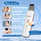 GUGUG Waterproof Skin Scrubber 4-in-1 Facial Spatula Pore Cleaner for Face | Blackhead remover with 4 modes,rounded stainless steel head,10-minute auto-off,Type-C charging and 2 silicone attachments.