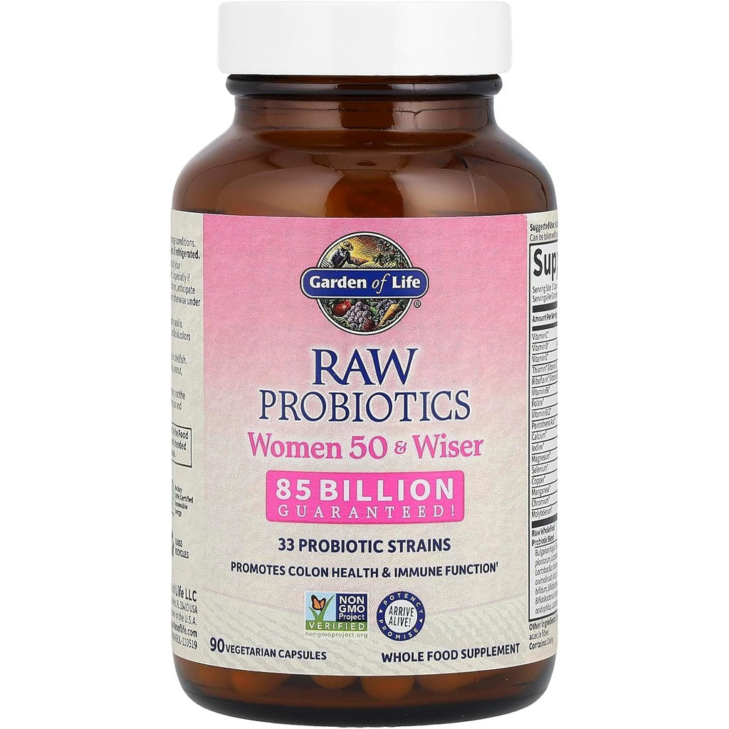 Buy now Garden of Life Raw Probiotics for Women Over 50-50 & Wiser Women's Probiotic with Acidophilus, Live Cultures, Probiotic - Created Vitamins, Enzymes, Prebiotics - 90 Vegetarian Capsules at indiglob india
