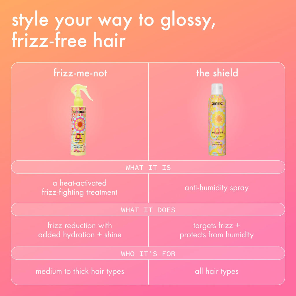 amika frizz-me-not hydrating anti-frizz treatment | lightweight hydrating spray for medium to thick coarse hair types 2a-4c, humidity + heat protection, smooth frizz for up to 3 days