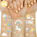 xo, Fetti 46 Pastel Rainbow Temporary Tattoos | Kids Party Unicorn Favors