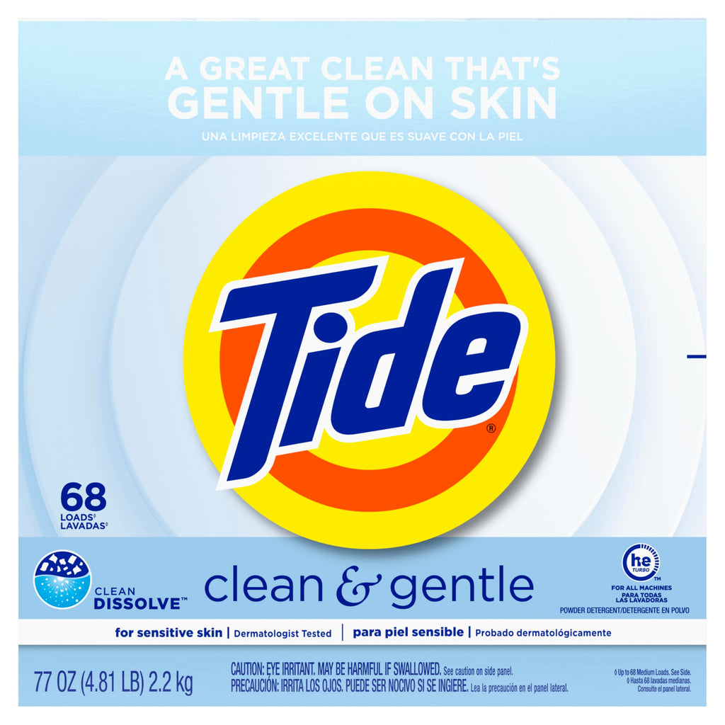 Buy now Tide Clean and Gentle Powder Laundry Detergent, Unscented, 68 Loads, 77 oz at indiglob india