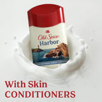Old Spice Harbor Antiperspirant with coastal breeze scent, enriched with skin conditioners for ultimate freshness.