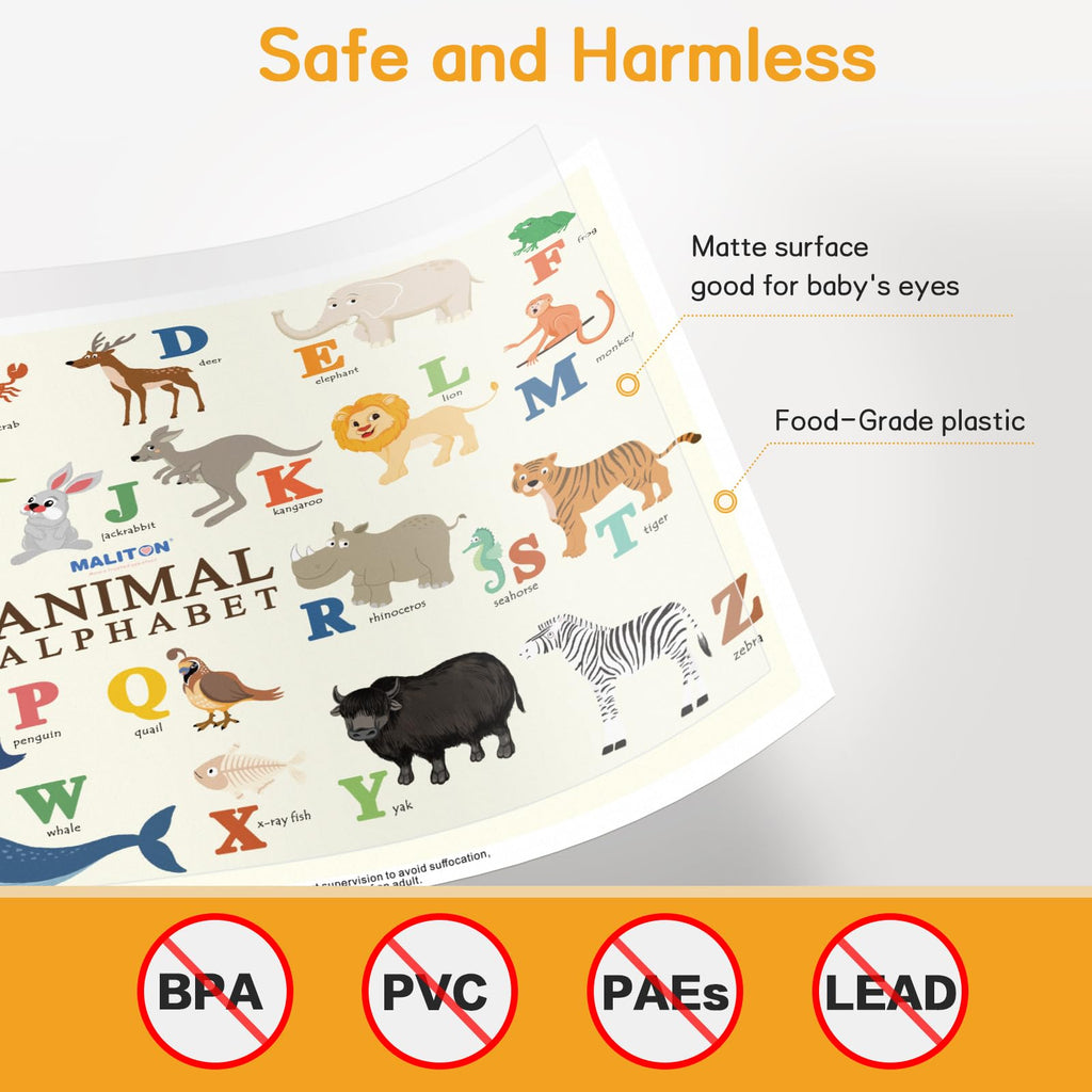 Disposable Placemats for Baby & Toddlers - Stick-On Table Mats for Restaurants, Travel With 4 Designs - Kids' Placemats (Individual Package)