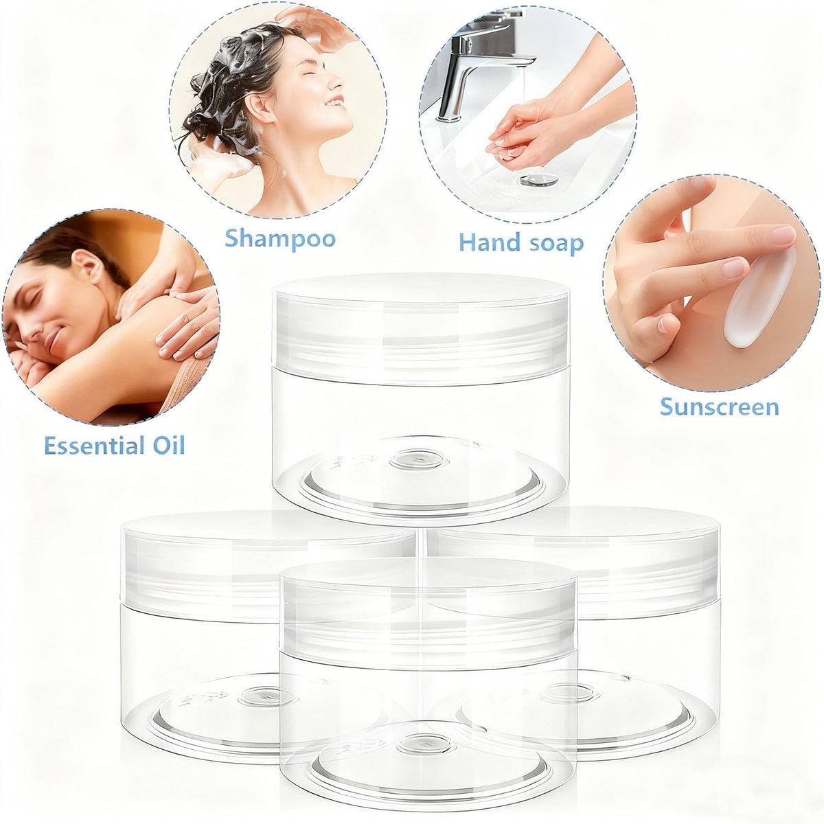 4 Pack 1 Oz (30ml) travel containers for creams Leak Proof with Labels