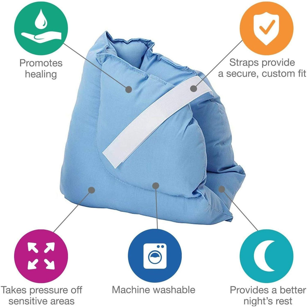 Buy now DMI Heel Cushion Protector Pillow to Relieve Pressure from Sores and Ulcers, Foot Pillow, FSA HSA Eligible, Adjustable in Size, Blue, White, Sold as a Set of 2 at indiglob india