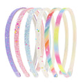 TKYPZY 6 Pack Glitter Headbands Thin Glitter Headband for Women Colorful Hair Accessories Plastic Sparkly Hairbands Sparkle Headband Bling Rainbow Hair Bands with Teeth Cute Non-Slip Head Band