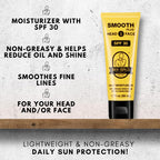 Bee Bald SMOOTH+ Head & Face Sunscreen SPF 30, Scalp Moisturizer, 1.7 fl oz | Hydrates, Shields, and Moisturizes Skin. Blocks Harmful UVA/UVB Sun Rays with SPF 30 on Head or Face. Perfect Daily Defense.