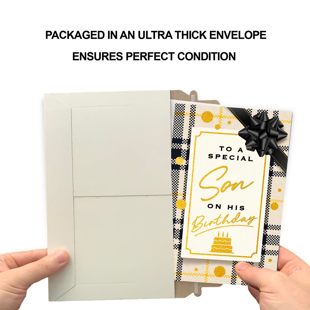 Prime Greetings Birthday Card For Son, Made in America, Packaged in Protective Mailer. Eco-Friendly, Thick Card Stock with Premium Envelope 5in x 7.75in