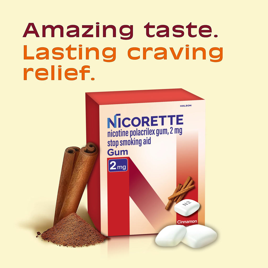 Nicorette Nicotine Gum 2mg, Quit Smoking Aid, Cinnamon Surge, 100 Ct, 2 Pk