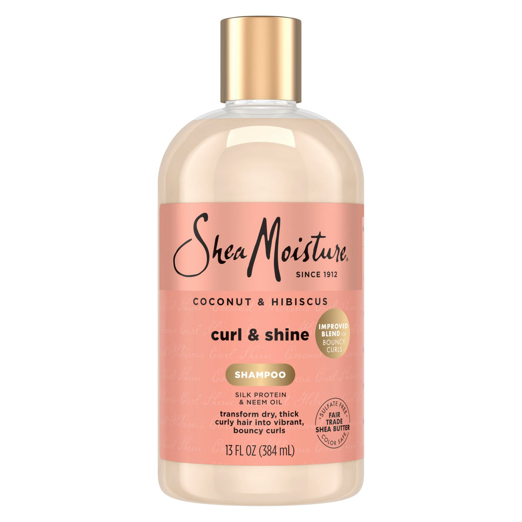 Shea Moisture Coconut & Hibiscus Shampoo for Curly Hair Hydrating 24oz | For curly hair - instantly hydrates, defines, and boosts shine with Coconut Oil, Neem Oil, and Silk Protein.