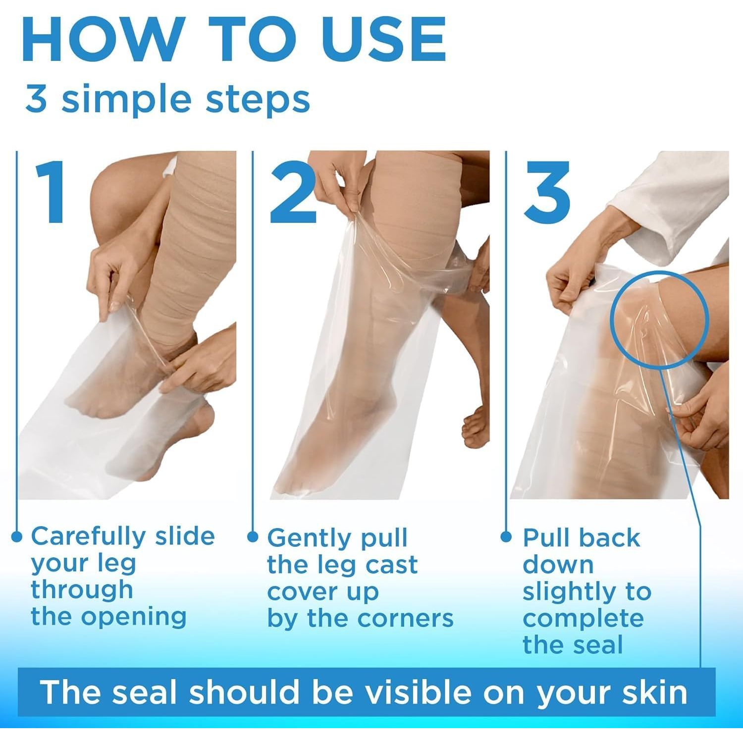 Buy now 100% Waterproof Cast Covers for Shower Leg - Tight Seal - Reusable Adult 2pk Half Leg Cast Protectors - Knee, Ankle, Foot at indiglob india