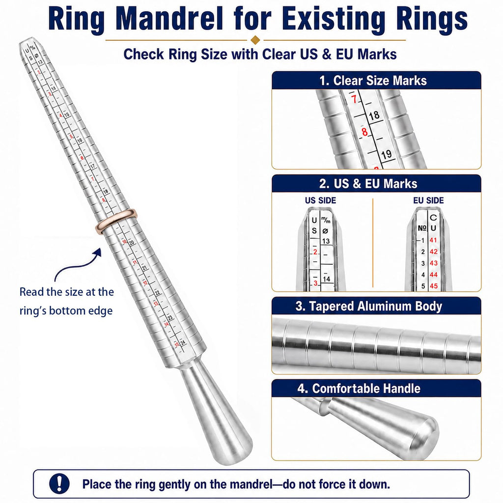 NIUPIKA Ring Sizer Measuring Tool Ring Mandrel Ring Measurer Ring Sizing Kit Measure Finger Size Measurement Tool Set Metal Gauge US Size 1-13 Jewelry Sizers Kit of 27 Pieces