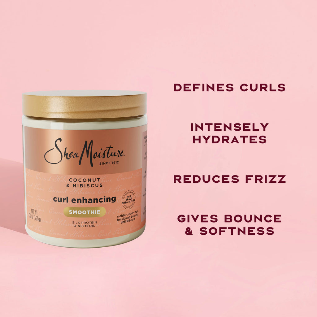 Shea Moisture Curl Enhancing Smoothie Hair Cream for Thick, Curly Hair Coconut and Hibiscus Sulfate Free and Paraben Free Curl Cream 20 oz | For curly hair - moisturizes, defines curls, and reduces frizz with Coconut Oil, Neem Oil and Silk Protein.