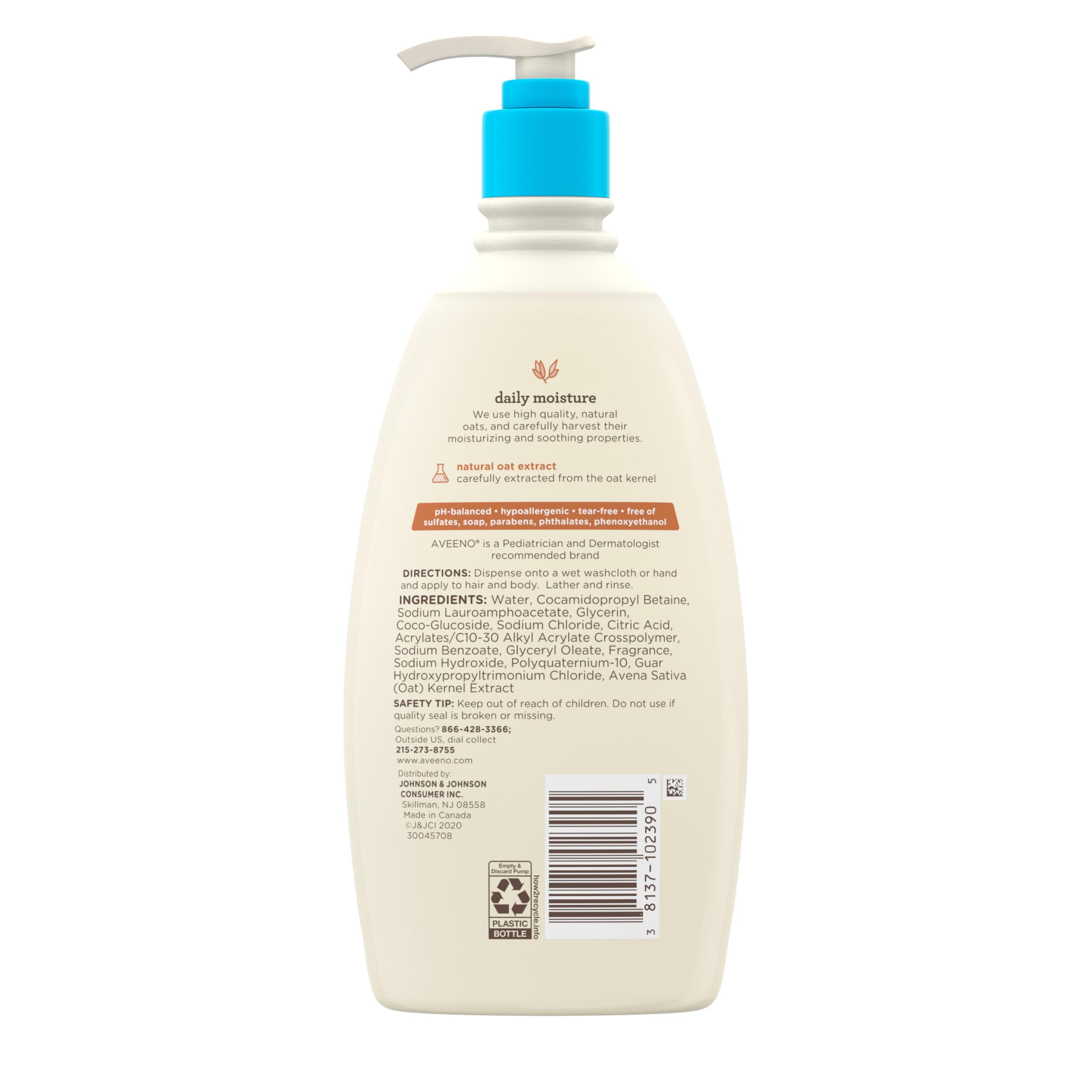 Buy now Aveeno Baby Daily Moisture Gentle Body Wash & Shampoo with Oat Extract, 2-in-1 Baby Bath Wash & Hair Shampoo, Tear- & Paraben-Free for Hair & Sensitive Skin, Lightly Scented, 18 fl. oz at indiglob india