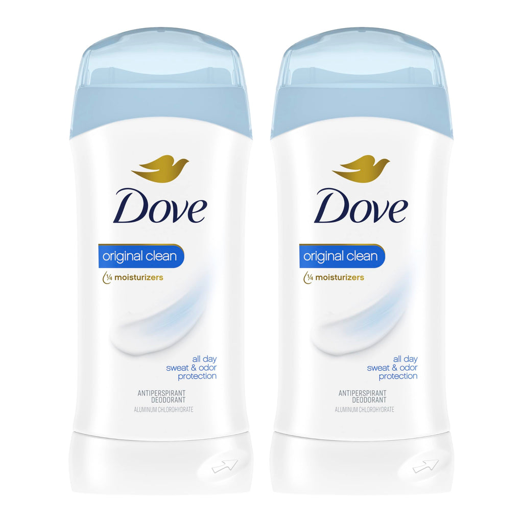 Dove Antiperspirant Deodorant Stick Original Clean 2.6 oz 2PK | All Day Underarm Sweat & Odor Protection for Women. Invisible Solid
