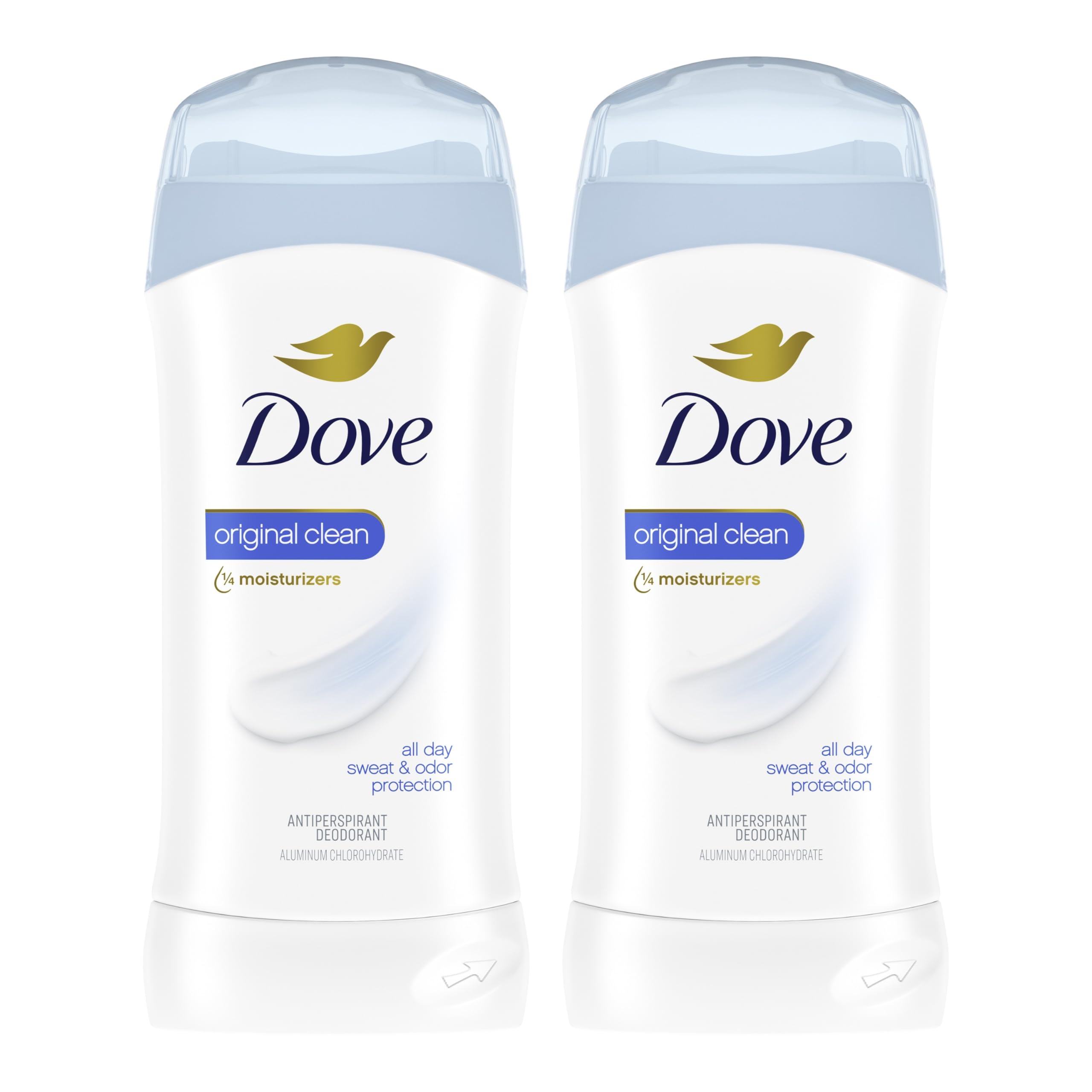 Dove Antiperspirant Deodorant Stick Original Clean 2.6 oz 2PK | All Day Underarm Sweat & Odor Protection for Women. Invisible Solid