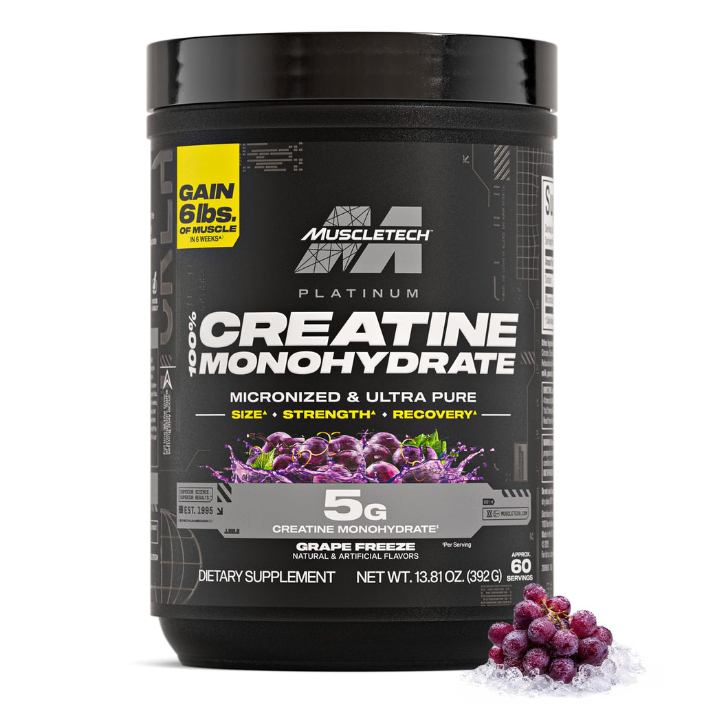 MuscleTech Creatine Monohydrate Powder, Platinum Pure (80 Servings) | Unflavored Micronized Creatine for Men & Women - Workout Supplements for Performance & Muscle Recovery - Packaging May Vary