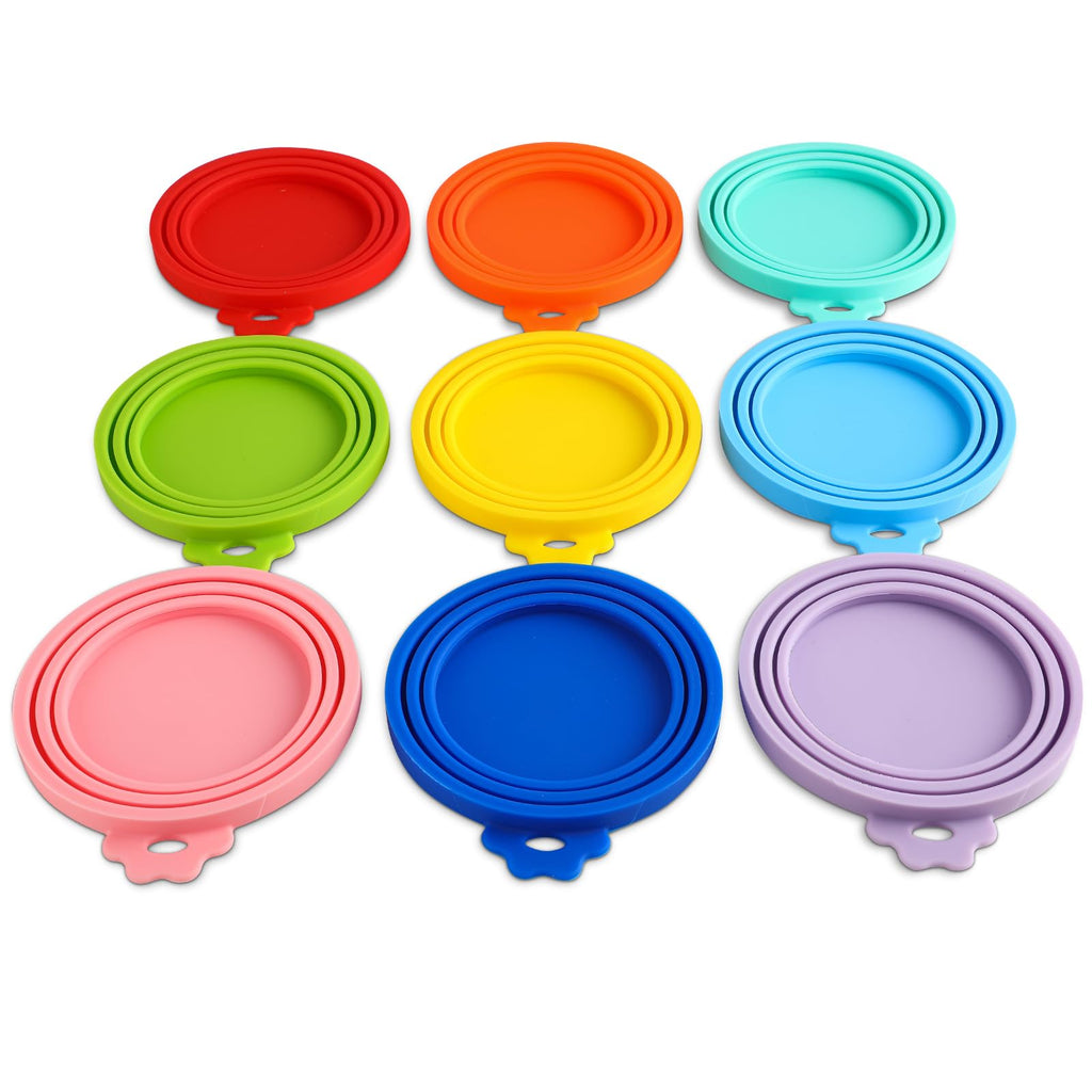 Yobbai 9 Pack Silicone Pet Food Can Lids, Universal Dog & Cat Food Covers, Fits 3 to 13.2 oz Cans, Airtight, BPA-Free, Dishwasher Safe, Reusable