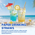 [300 Pack] Brown Paper Straws 7.75" Compostable Drinking Straws Disposable