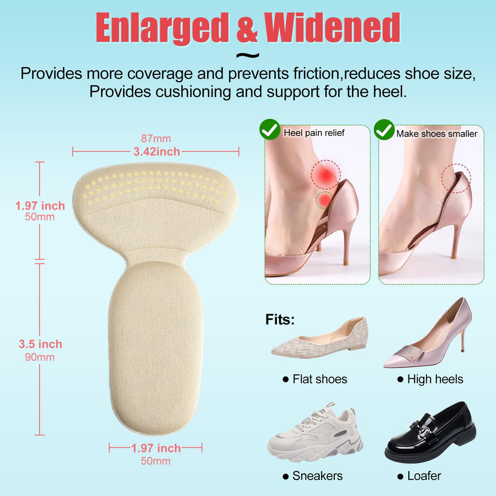 PHIXBEAR Heel Pads for Too Big & Loose Shoes, Heel Pain Relief, 4 Pairs