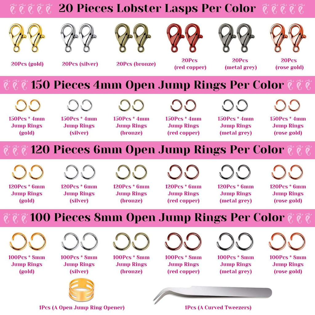 Jump Rings, Cridoz 2340Pcs Open Jump Rings and Lobster Clasps Jewelry Making Supplies Kit for Necklace and Jewelry Repair
