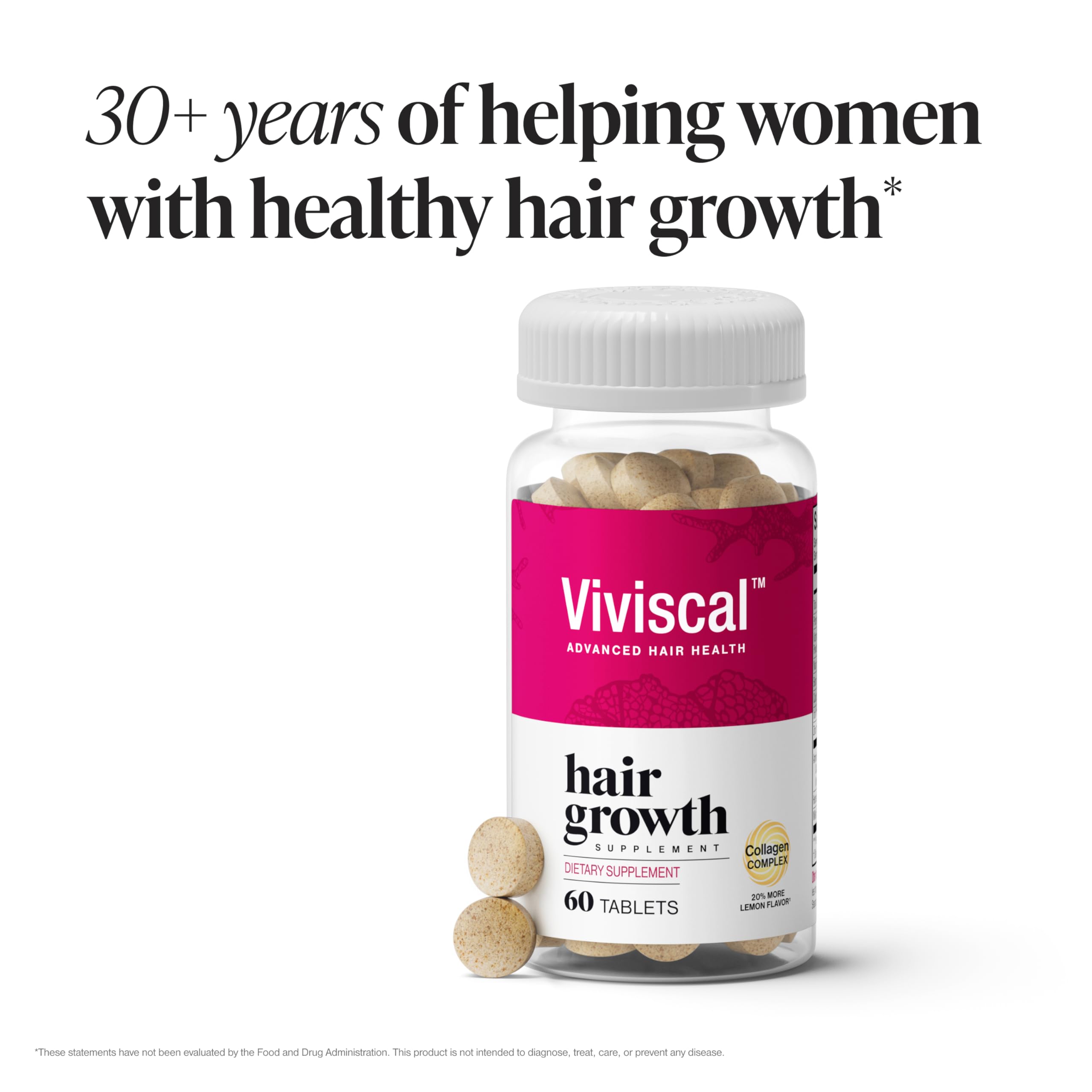 Viviscal Hair Growth Supplements for Women, 60 Tablets, 1 Month | For Thicker & Fuller Hair, Thinning Hair Support, Biotin & Marine Collagen, Drug-Free