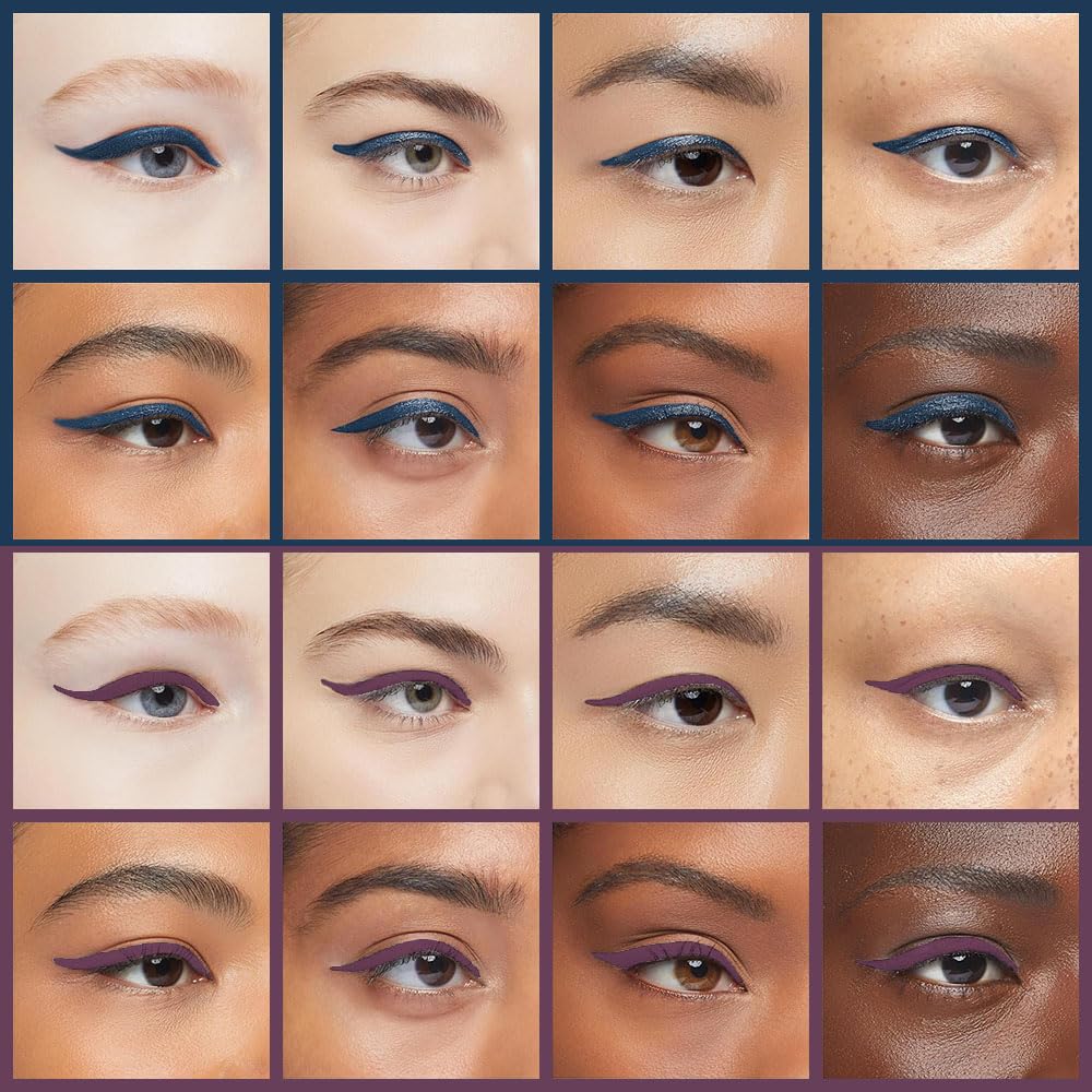 Showcasing Kaely 2Pcs Gel Eyeliner Pencil on multiple eye styles, featuring vibrant colors and smooth application. Premium imported quality.
