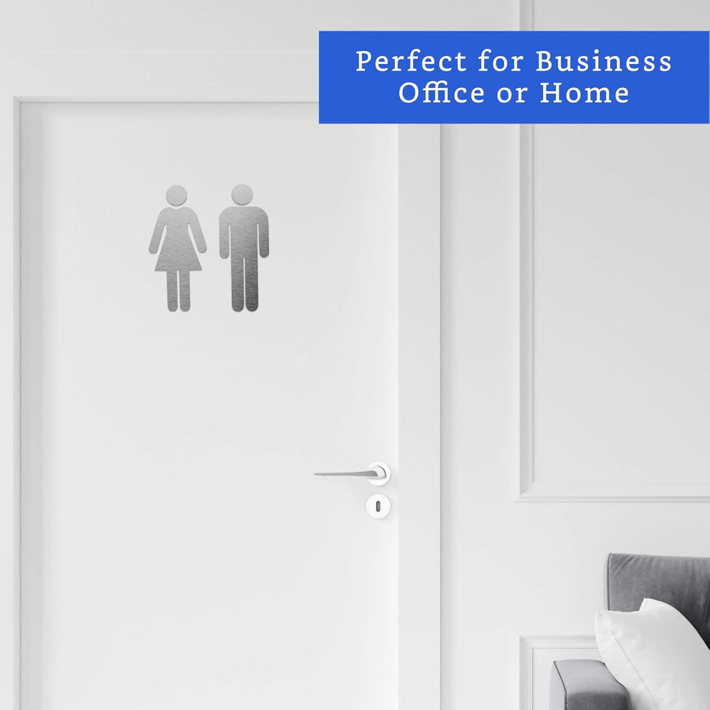 Buy now Brushed Aluminum Men's and Women's Bathroom Sign Figure Set - Men and Women Modern Restroom Sign - Bathroom Door Signs - Restroom Signs for Business - Bathroom Signage at indiglob india