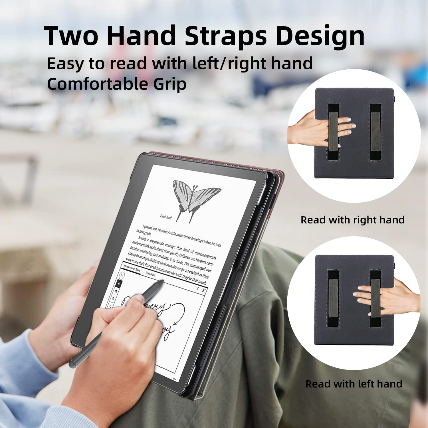 Buy now WALNEW Flip Case for 10.2-inch Kindle Scribe 2024/2022 Released, Two Hand Straps and Vertical Multi-Viewing Stand Cover with Auto Wake/Sleep for 10.2” Amazon Kindle Scribe E-Reader(Gray) at indiglob india