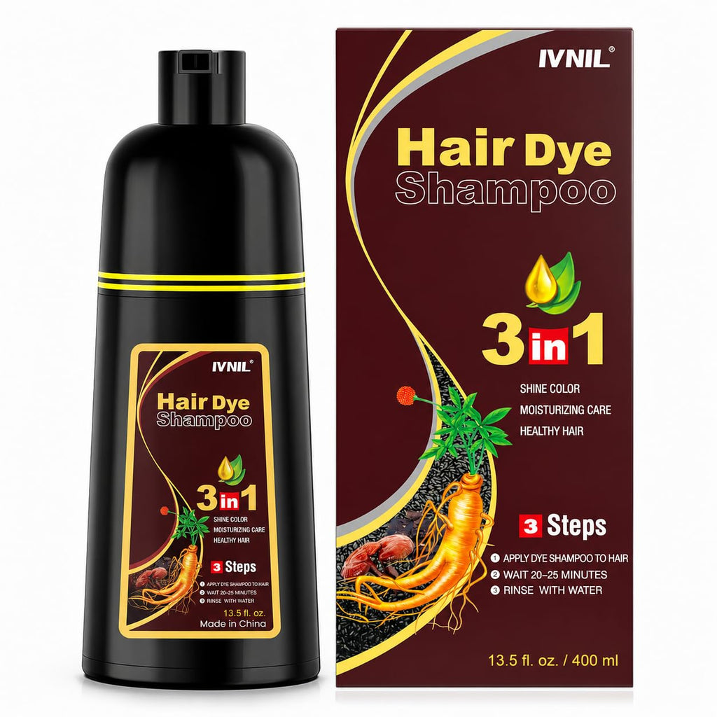 Ivnil Black Hair Dye Shampoo Color Shampoo for Gray Coverage for Women Men | Easy to use at home, Effectively cover white hair