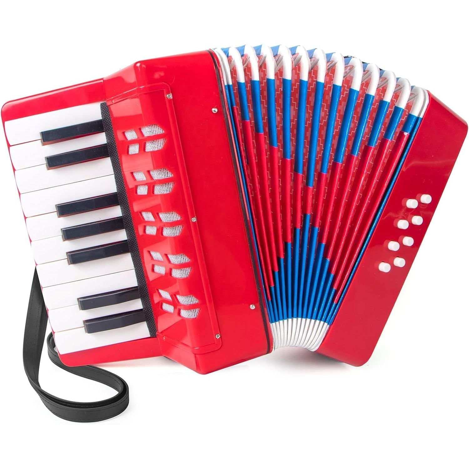 Buy now Accordion, 17 Keys Piano Accordion 8 Bass with Straps for Beginners Kids Student Educational Musical Instrument (Blue) Red at indiglob india
