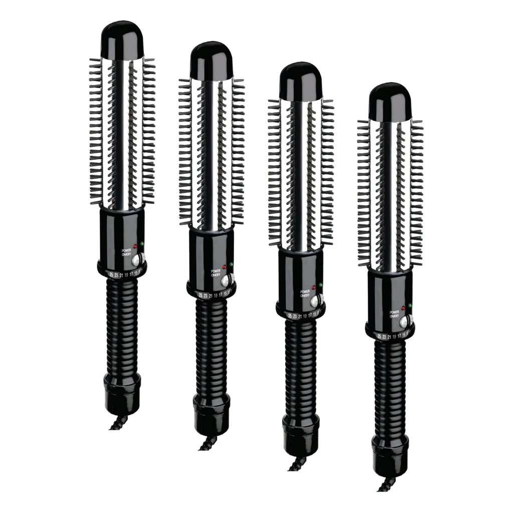 Conair Instant Heat Curling Iron Brush with 1-1/4 in Barrel, 25 Heat Settings, 30-Second Heat-Up, and Dual Voltage, Travel Ready Hair Styling Tool for Medium & Short Hair, Black, BC86N