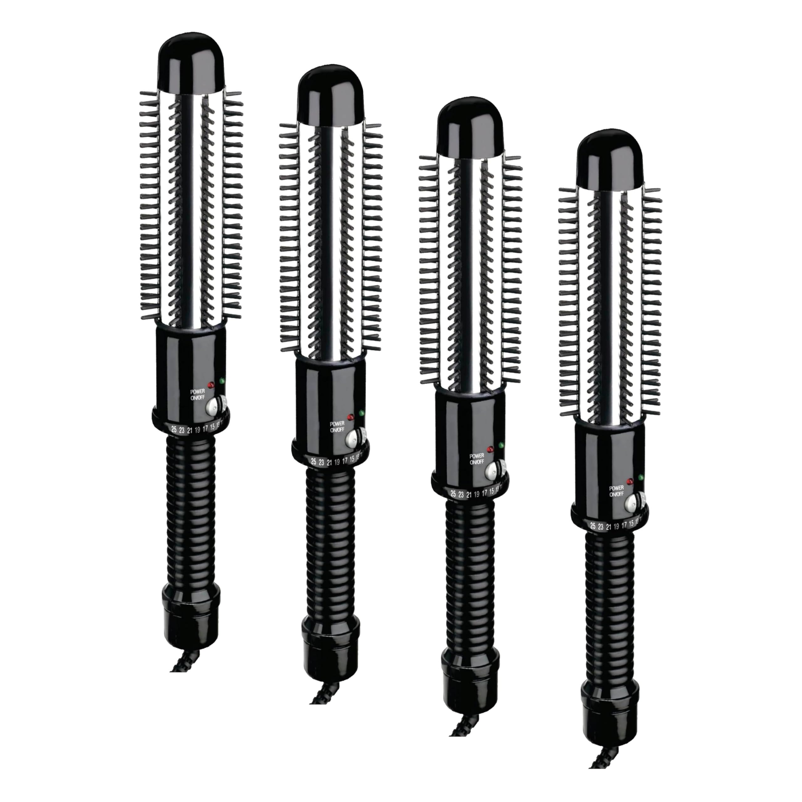 Conair Instant Heat Curling Iron Brush with 1-1/4 in Barrel, 25 Heat Settings, 30-Second Heat-Up, and Dual Voltage, Travel Ready Hair Styling Tool for Medium & Short Hair, Black, BC86N