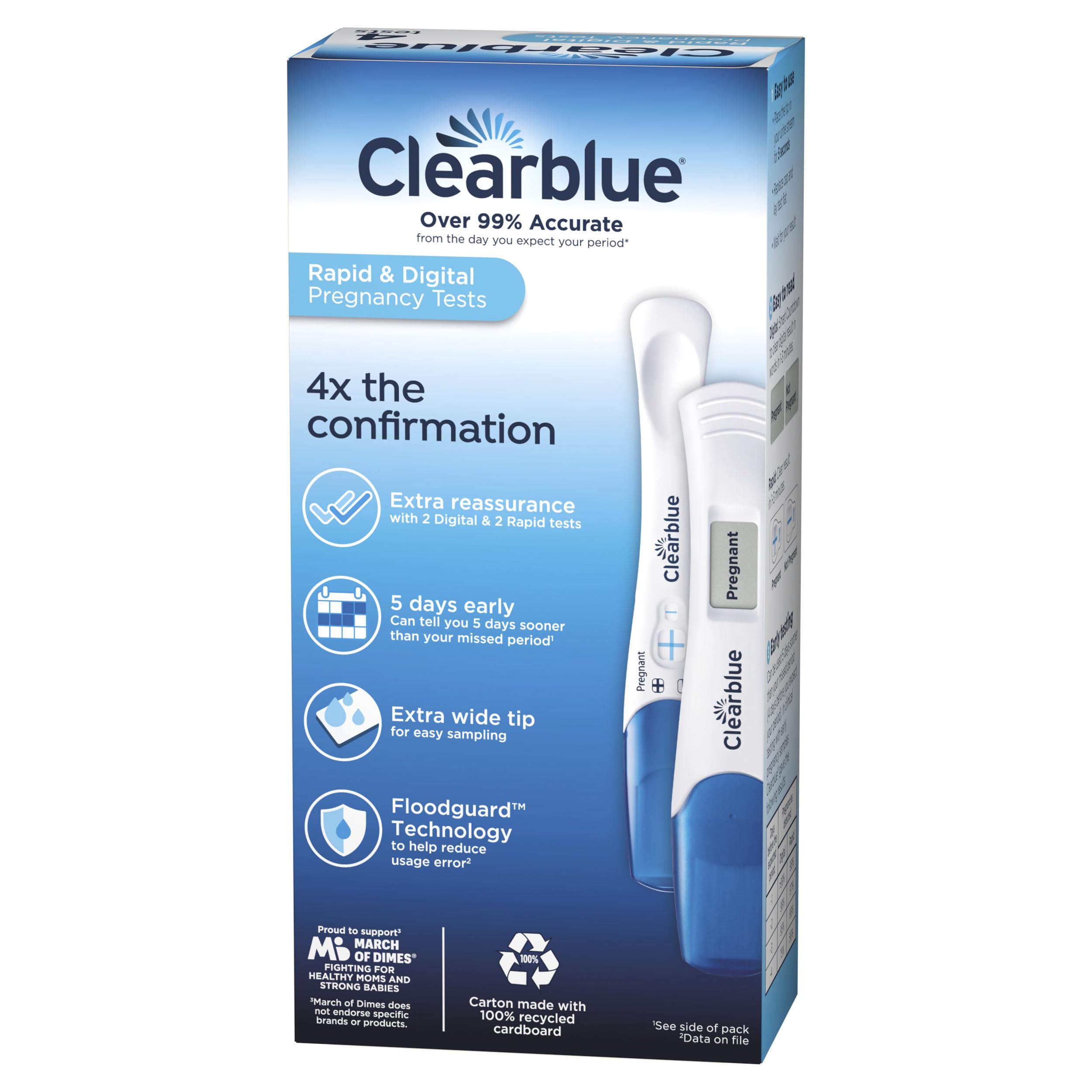 Buy now Clearblue Pregnancy Test Combo Pack, 4ct - Digital with Smart Countdown & Rapid Detection - Value Pack at indiglob india