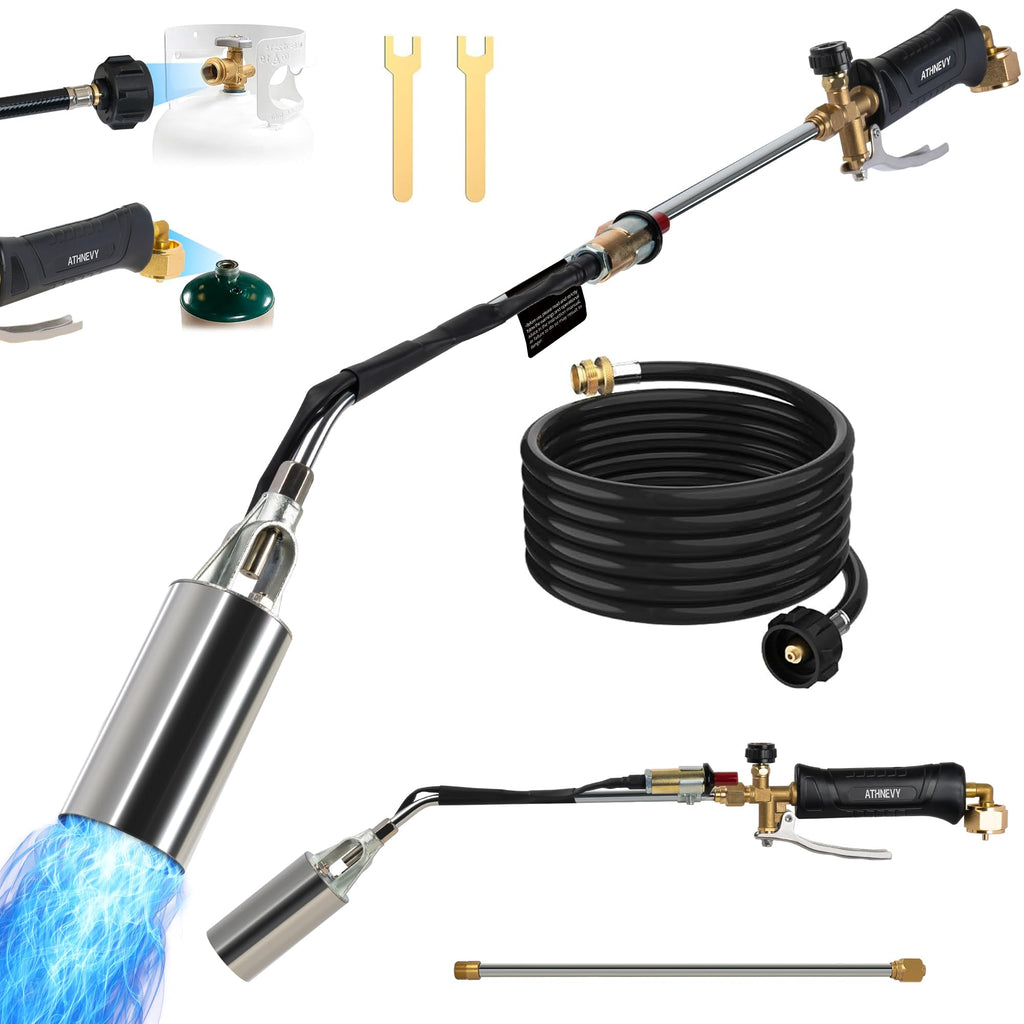 Propane Torch Kit Weed Burner 1,800,000 BTU, Built-in Igniter, 10FT Hose