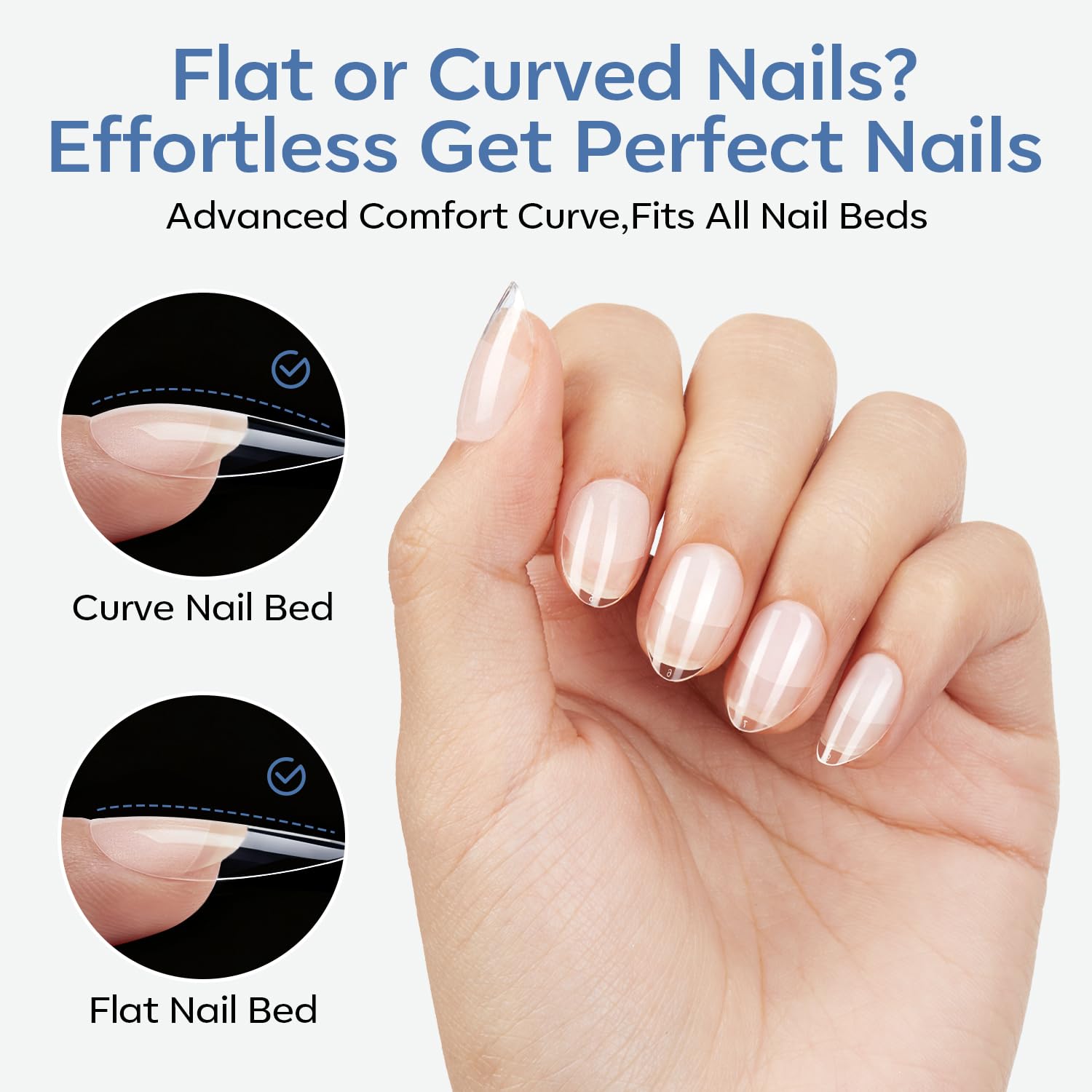 Modelones Short Almond Nail Tips offer a perfect fit for all nail beds, ensuring stylish and comfortable nails. Verified by CuratCart.