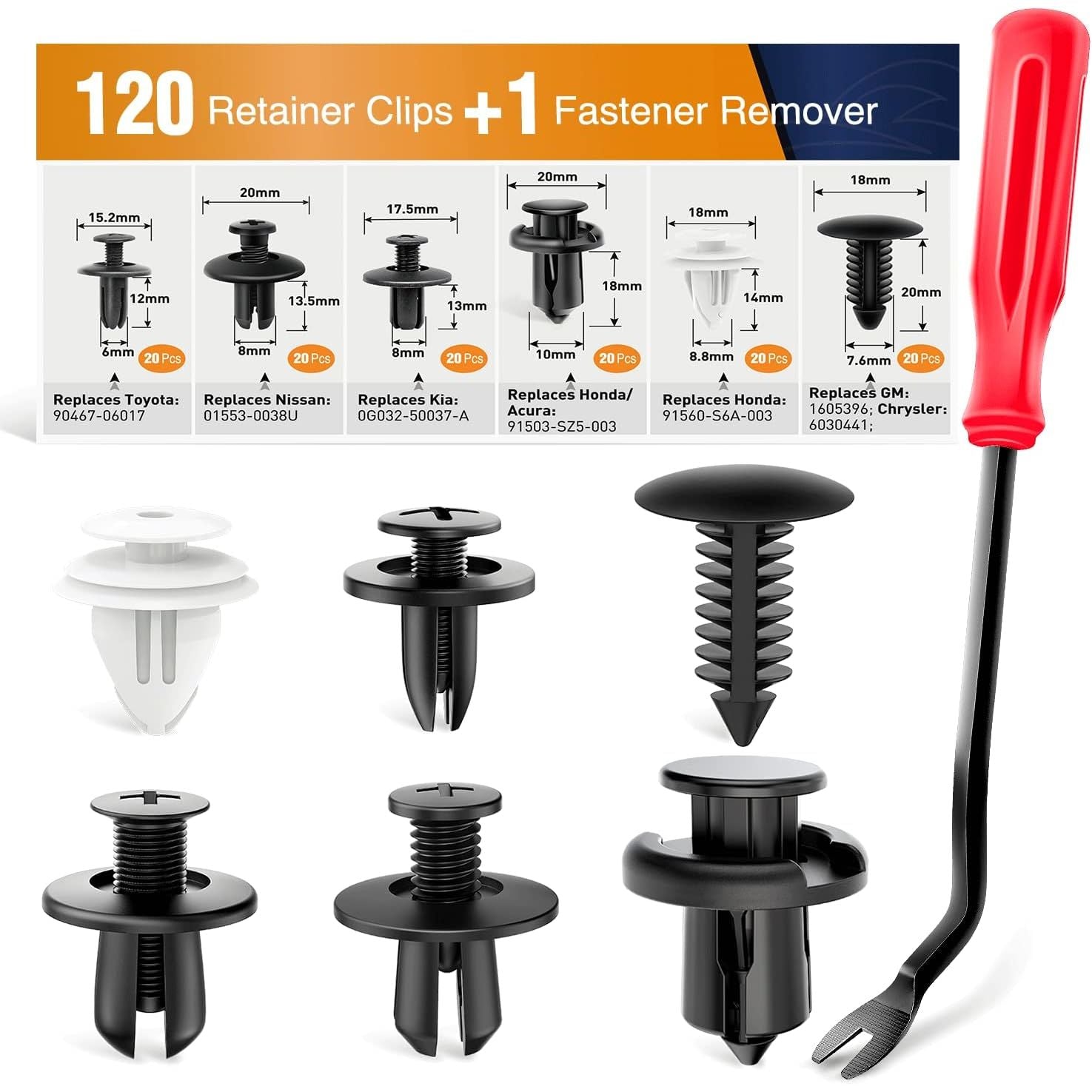 Buy now GOOACC Universal Plastic Fender Clips,200 Pcs Push Bumper Fastener Rivet Clips with 6 Size Auto Body Retainer Clips Bumpers,Car Fender Replacement for GM, Ford & Ch 120Pcs Clips + Remover at indiglob india