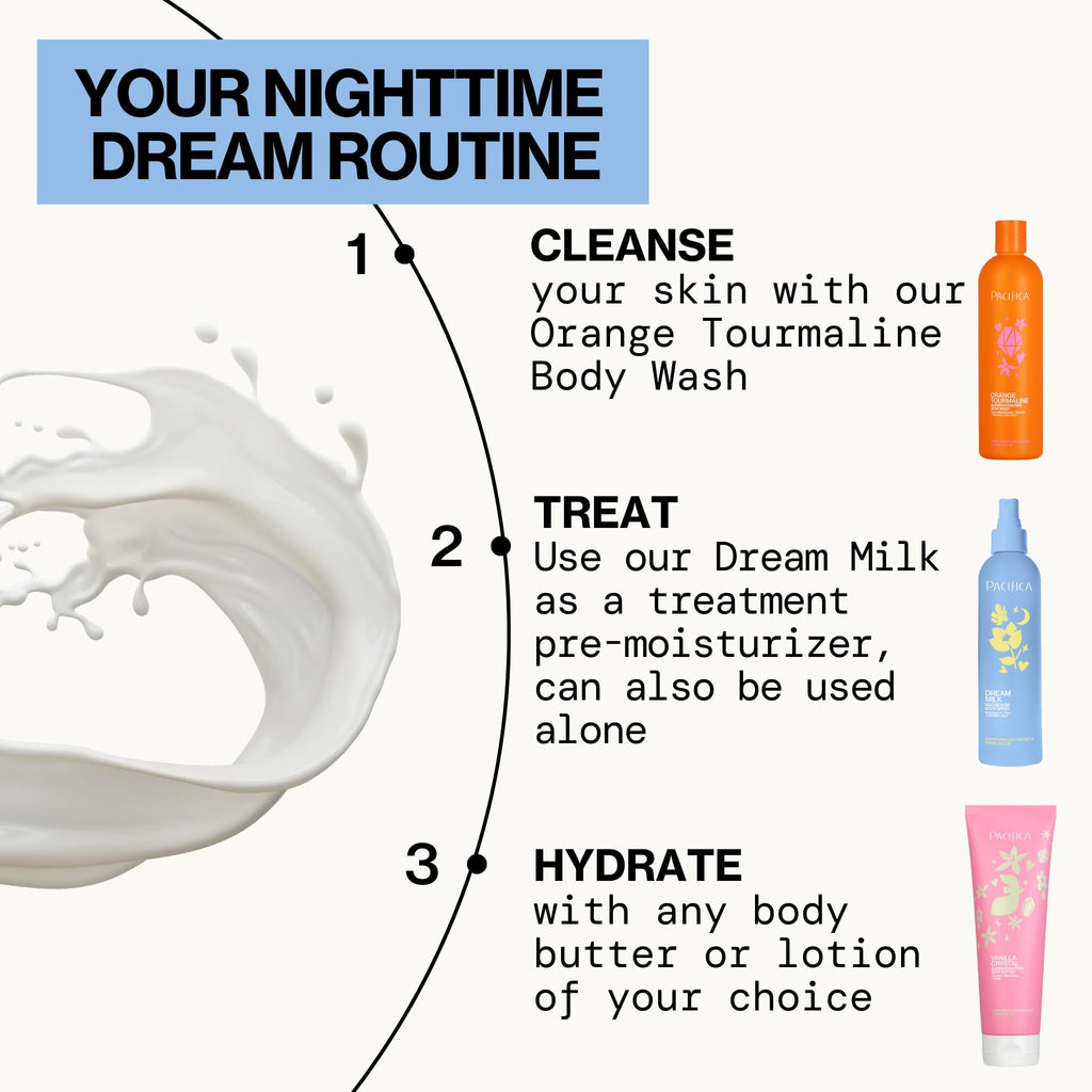 Pacifica Dream Milk Magnesium Spray for Sleep & Relaxation - Natural Magnesium Body Mist Infused with Lavender, Chamomile & Essential Oils, Vegan & Cruelty-Free, Clean Beauty, 8 fl oz