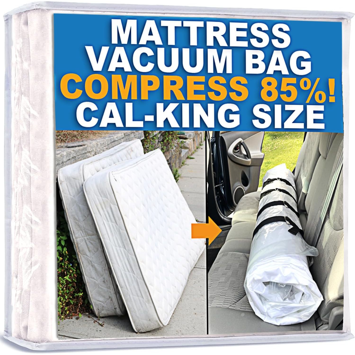 Buy now Mattress Vacuum Bag for Moving, Vacuum Seal Mattress Bag for Memory Foam or Inner Spring Mattresses, Compression and Storage for Returns, Leakproof Valve and Double Zip Seal (Queen/Full/Full-XL) California King Clear at indiglob india