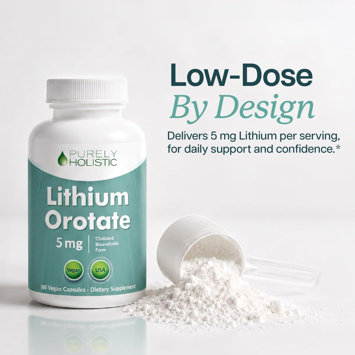 Lithium Orotate 5mg, Mood and Emotional Balance Support, 6 Month Supply