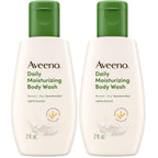 Aveeno Daily Moisturizing Body Wash, Lightly Scented, 2 fl. oz | For Sensitive, Dry Skin, Prebiotic Oat, Gently Cleanses & Nourishes, Travel-sized