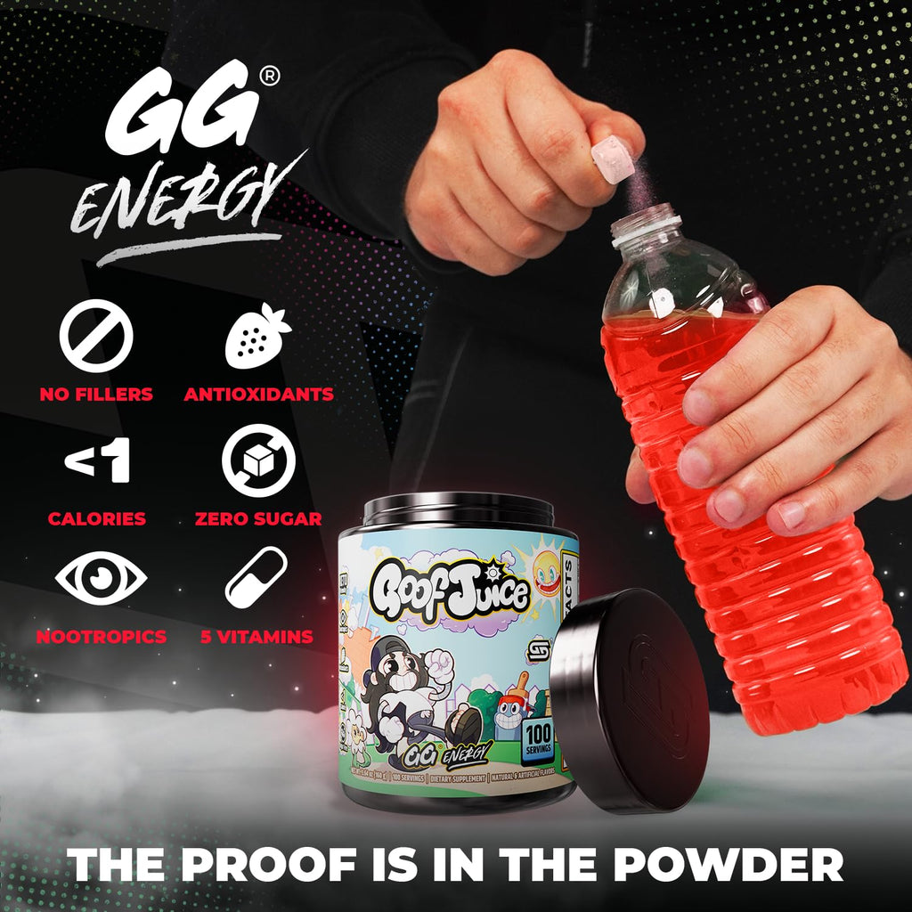 Gamer Supps GG Energy - Goof Juice by MoistCr1TiKaL (100 Servings) - Keto Friendly Gaming Energy and Nootropic Blend, Sugar Free + Caffeine + Vitamins + Immune Support, Powder Drink