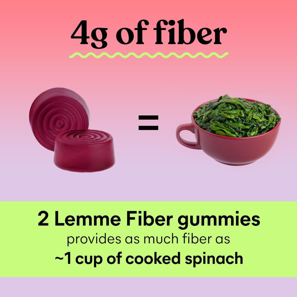Lemme Fiber & Probiotic Gummies for Adults, 30-Day Supply | 4g Prebiotic Fiber & Clinically Studied Probiotic Strains to promote Regularity & Gut Health, No Sugar Added