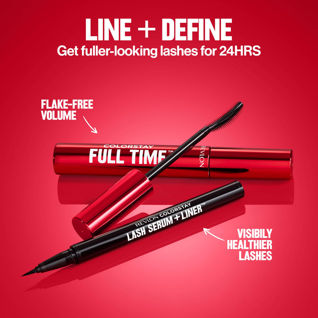 Buy now REVLON ColorStay Lash Serum + Liner, Waterproof Eyeliner, Healthier Looking Eyelashes, Smudge-Resistant Flexible Brush Tip, 001 Blackest Black at indiglob india