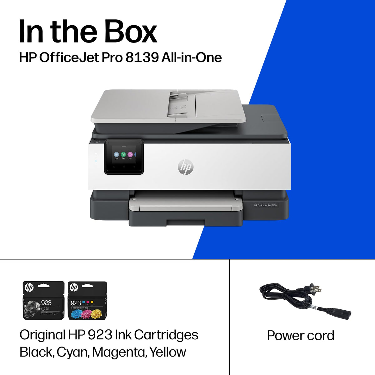 HP OfficeJet Pro 8139 Wireless All-in-One Color Inkjet Printer, Print, Scan, Copy, Fax, ADF, Duplex Printing Best-for-Home-Office, 1 Year Trial of Instant Ink Included, AI-Capable (C2VK3A)