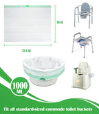 Bedside Commode Liners, Disposable Commode Bags with Drawstring 50 Pack