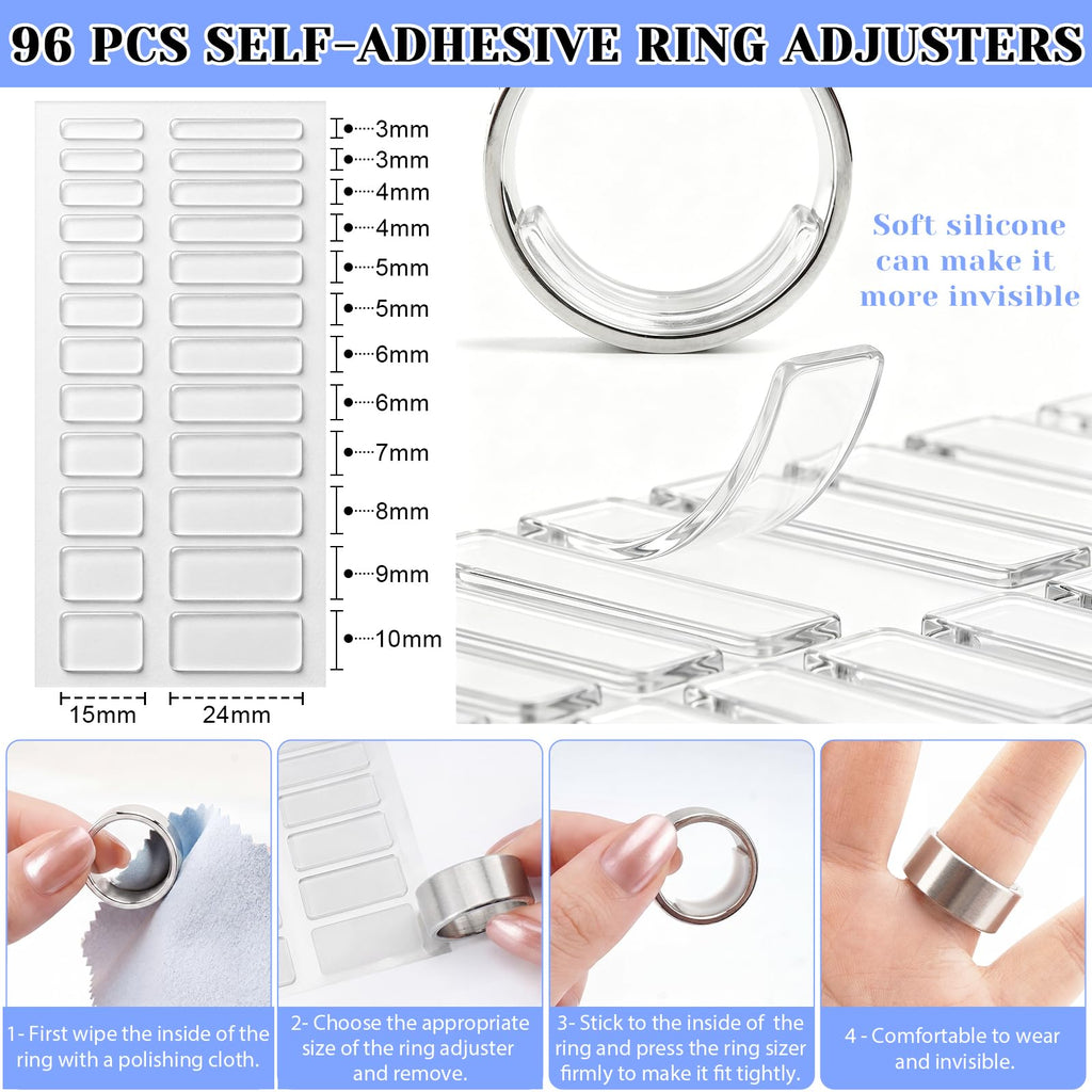 114Pcs 3-in-1 Ring Sizers for Loose Rings, Anti-Slip, Reduce 0.5-1 Size