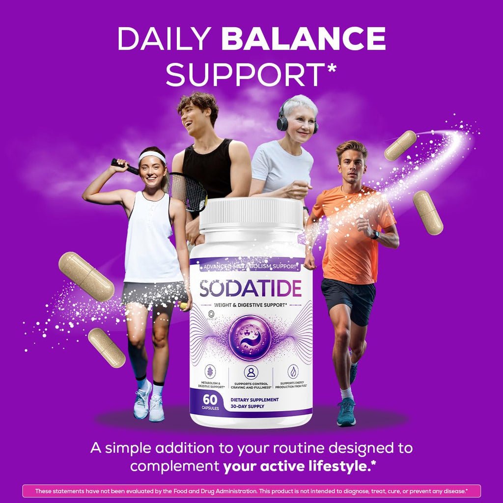 Sodatide Capsules - Official Sodatide Pills Advanced Premium Formula for Overall Wellness, 60 Capsules for 1 Month