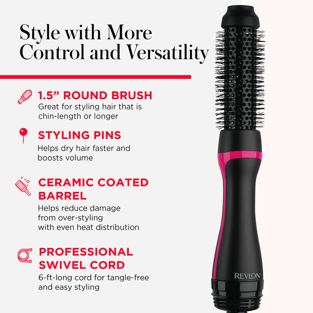 REVLON One-Step Root Booster Round Brush Hair Dryer and Styler, 1.5" Barrel