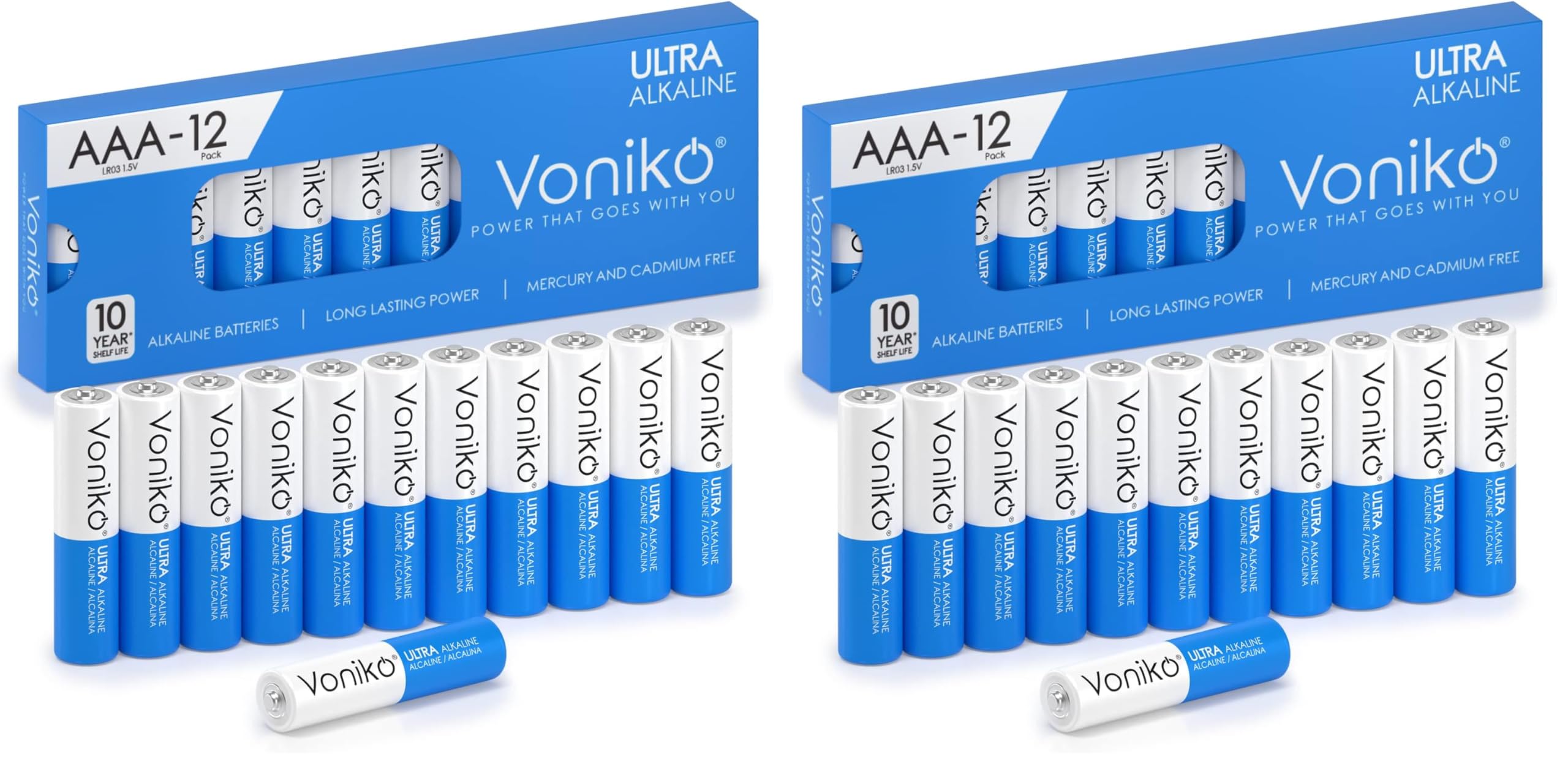 Buy now Voniko Ultra AAA Batteries 24 Pack - Alkaline Triple A Battery, Ultra Long-Lasting for All Your Devices, 10-Year Shelf Life, Leak-Proof & Mercury-Free at indiglob india